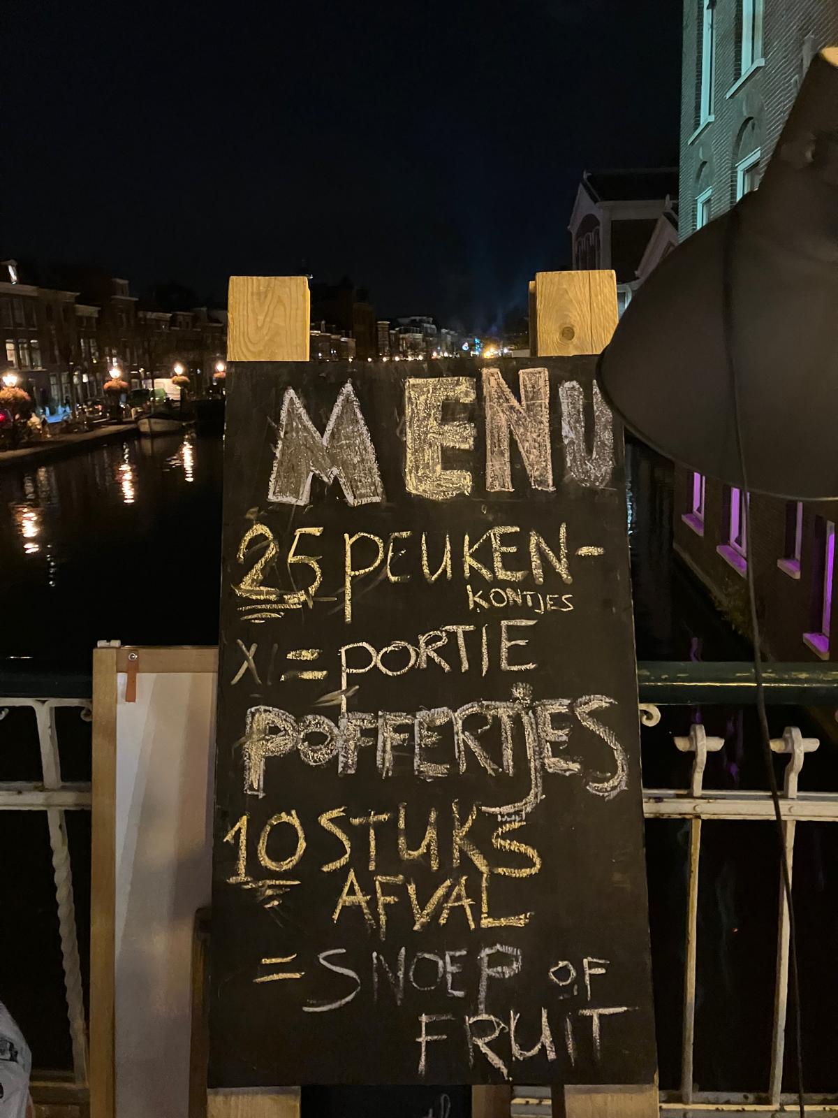 Menu van de Waste Bar